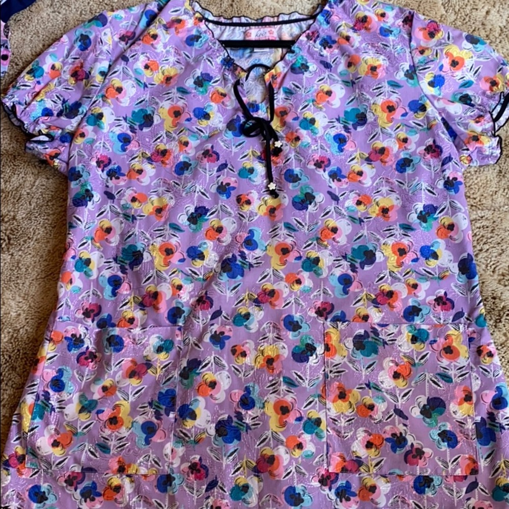 Koi Floral Scrub Top